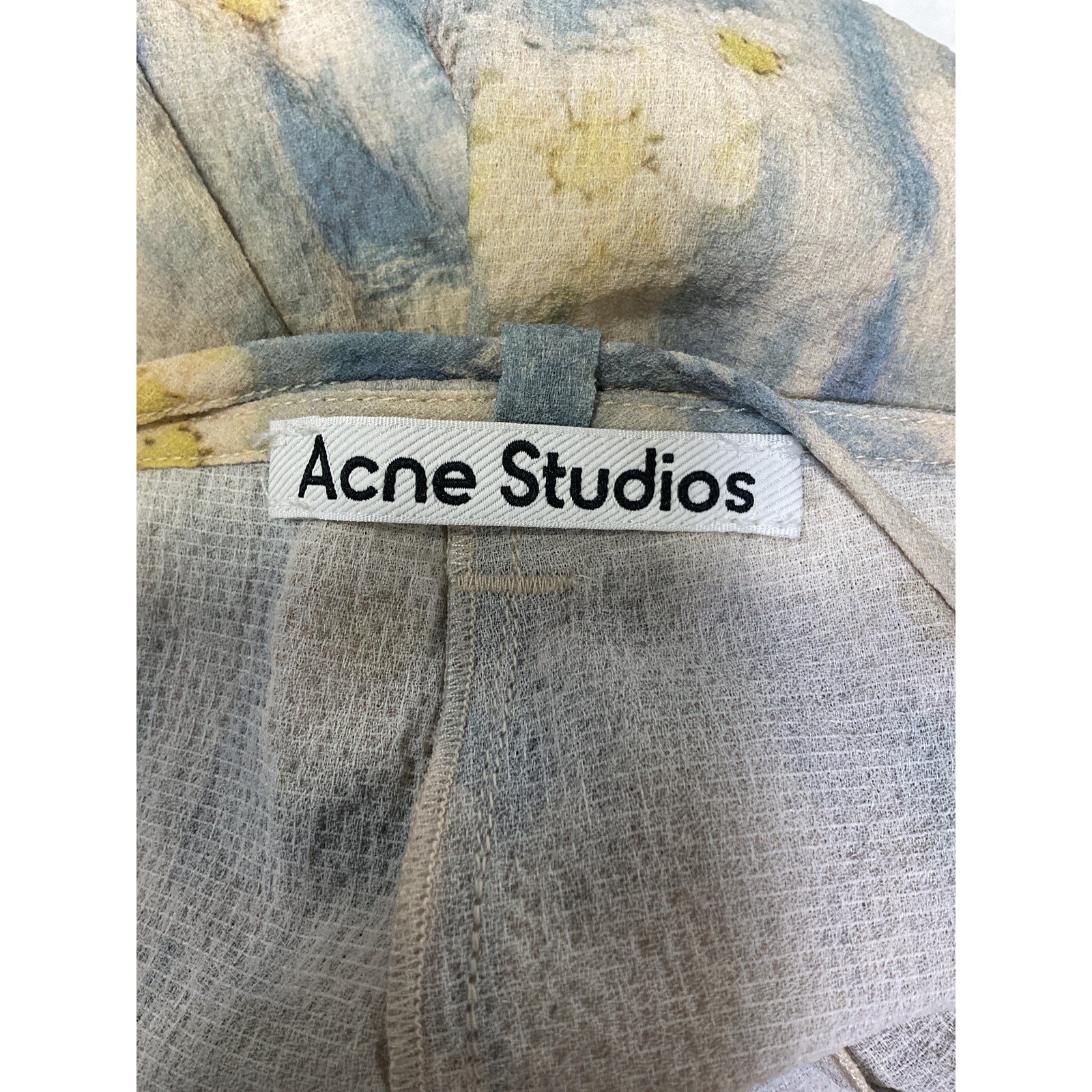 Acne Studios Floral-Print Blue Crepe De Chine Flared Pants Size 10