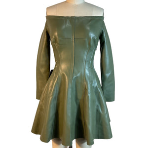 Norma Kamali Off Shoulder Green Grace Dress Size S NWT