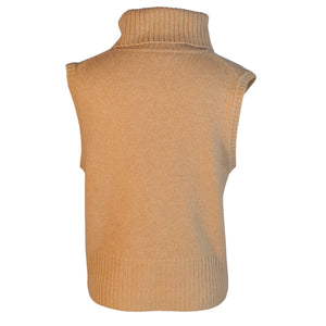 Veronica Beard Luxurious Tan Mazzy Cashmere Shell Sleeveless Turtleneck Size L