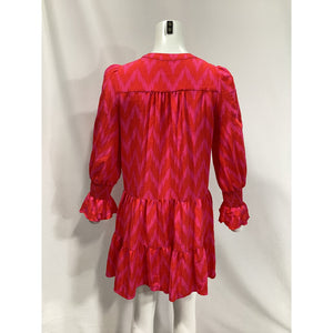 Kenzo 'Hot Dress' Pink Long Sleeve V Neck Dress Size M