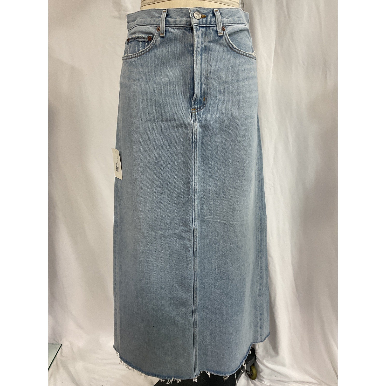 Agolde 'Hilla' Blue Denim Jean Midi Skirt Size 27