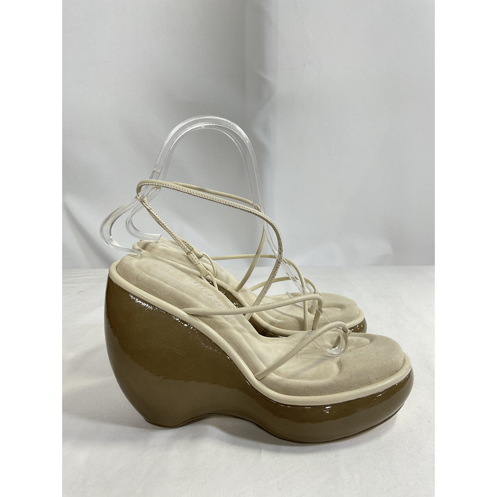 Cult Gaia 'Denali' Off White Leather Wedge Size 6