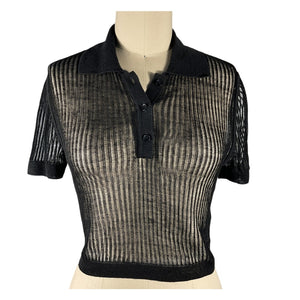 Saint Laurent Sheer Black Polo Shirt Size XS NWT