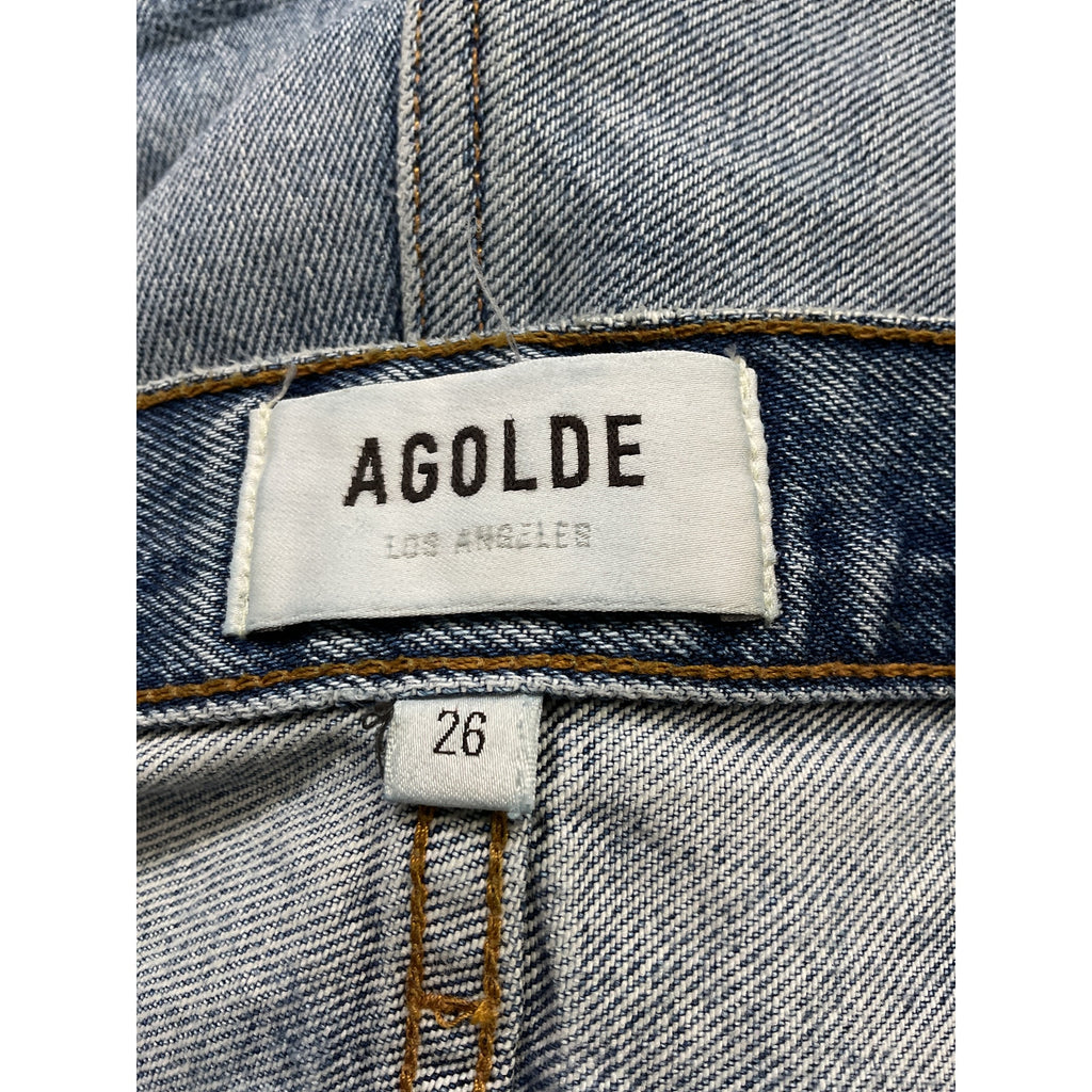 Agolde 'Criss' Blue Cross Denim Short Size 26