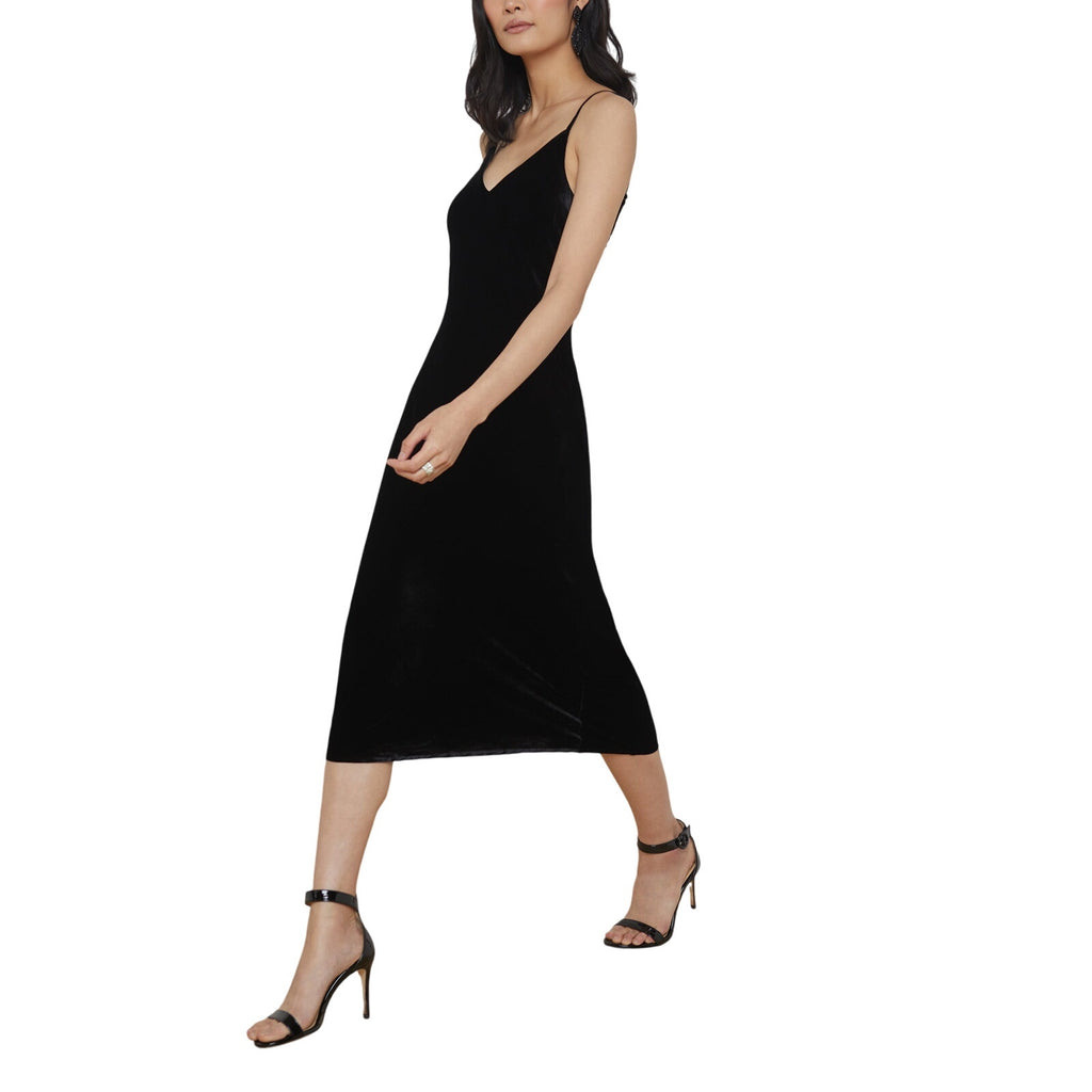 L'Agence 'Seridie' Black Viscose Velvet Slip Dress Size 18