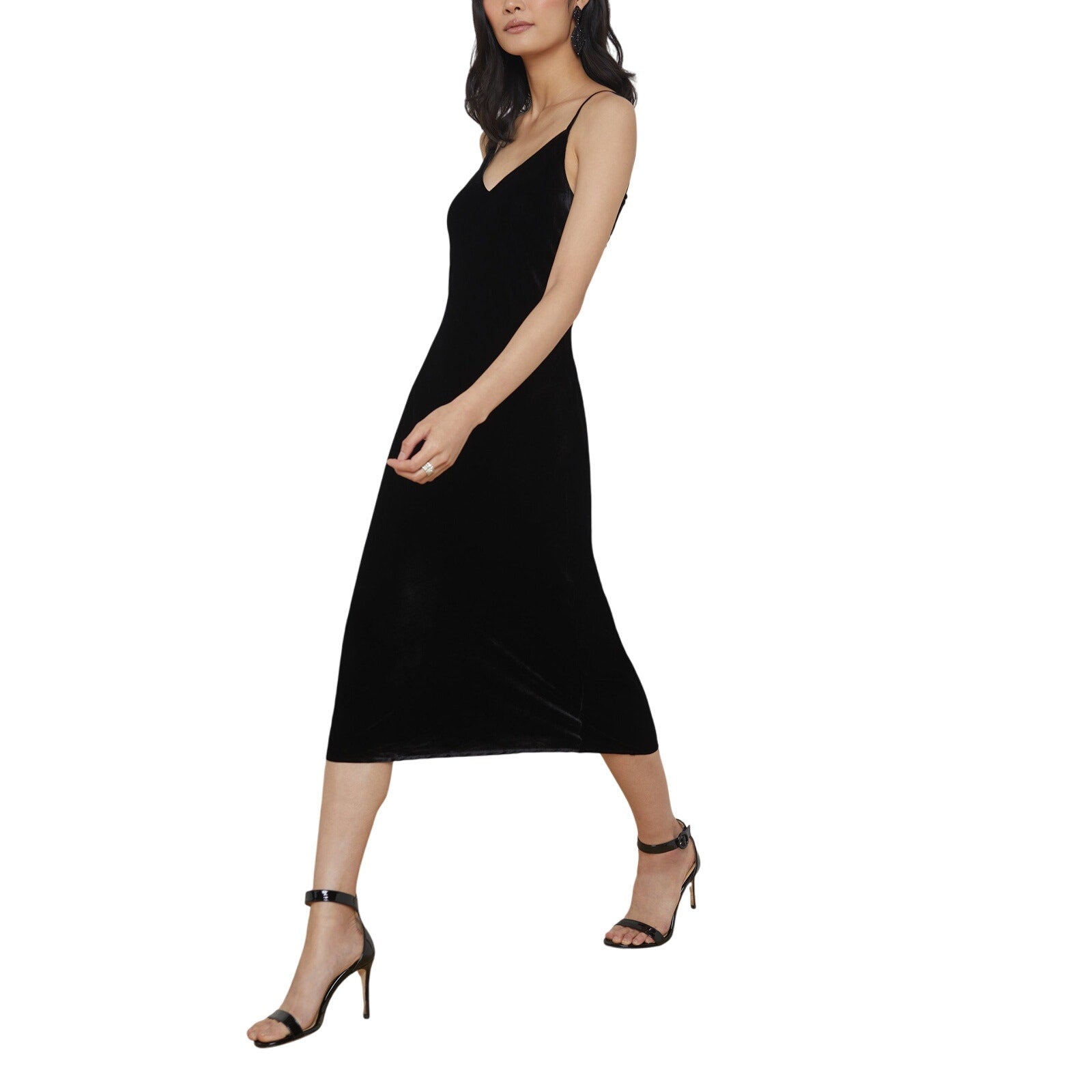 L'Agence 'Seridie' Black Viscose Velvet Slip Dress Size 18
