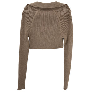 L'Academie Ribbed Beige Mattia Sweater Size XS