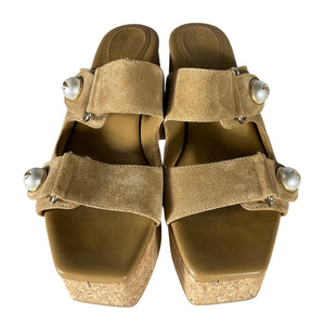 Jimmy Choo Cork & Suede Platform Mules Size 39 EU / US 9