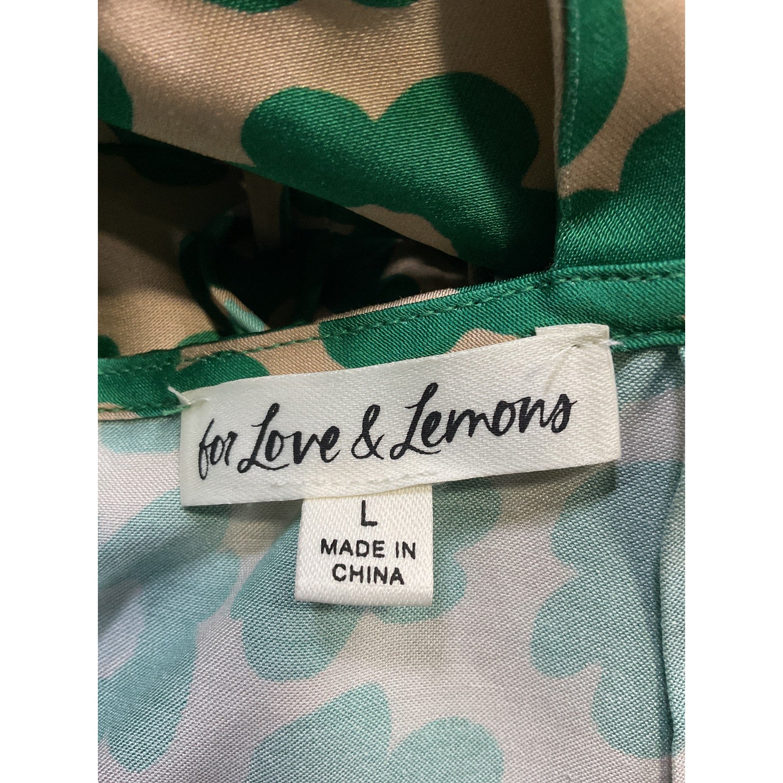 For Love & Lemons 'Lincoln' Green Sateen Midi Dress Size L