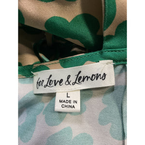 For Love & Lemons 'Lincoln' Green Sateen Midi Dress Size L