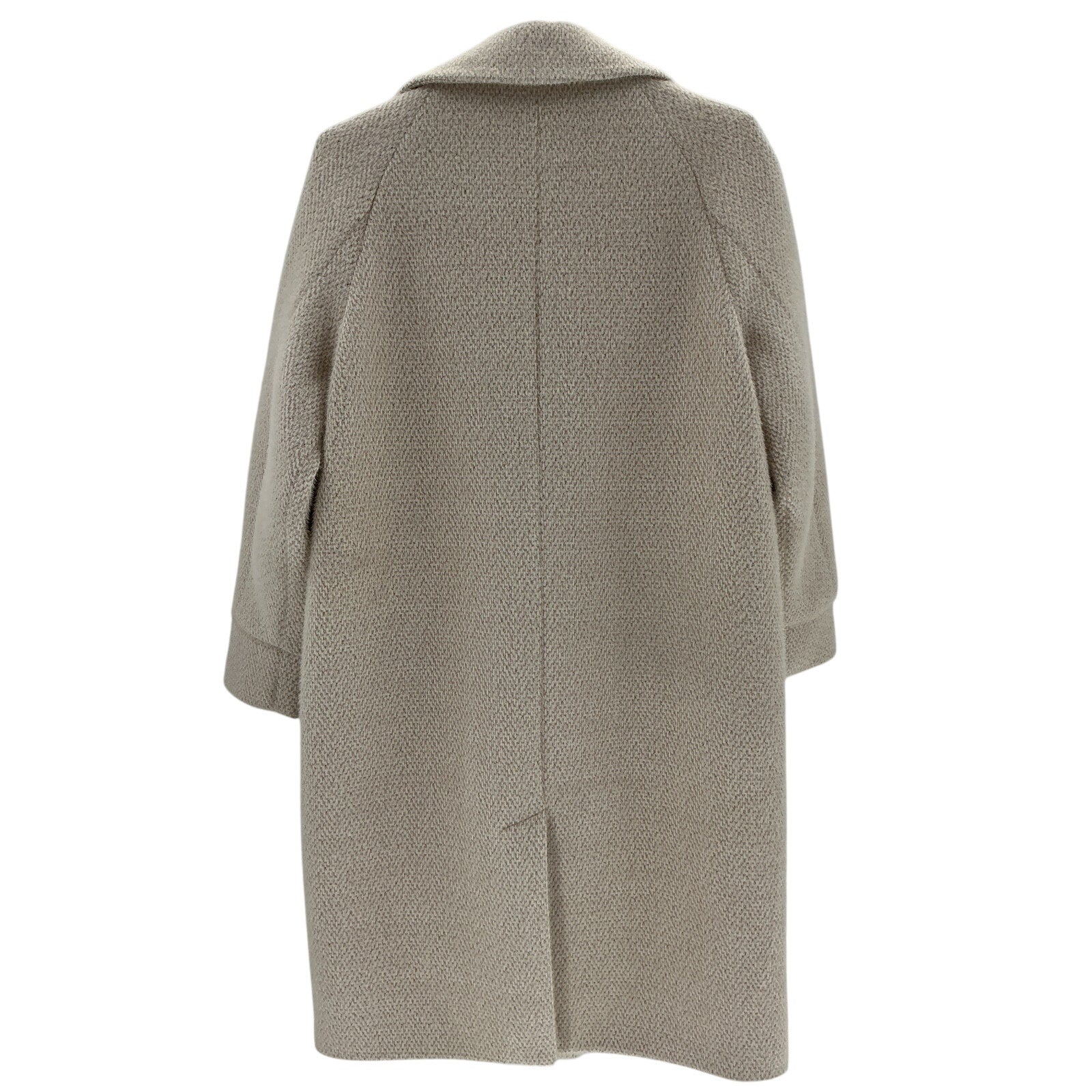 Maje 'Gabyna' Beige Polyester Double-Breasted Metallic Brushed Tweed Coat Size 38