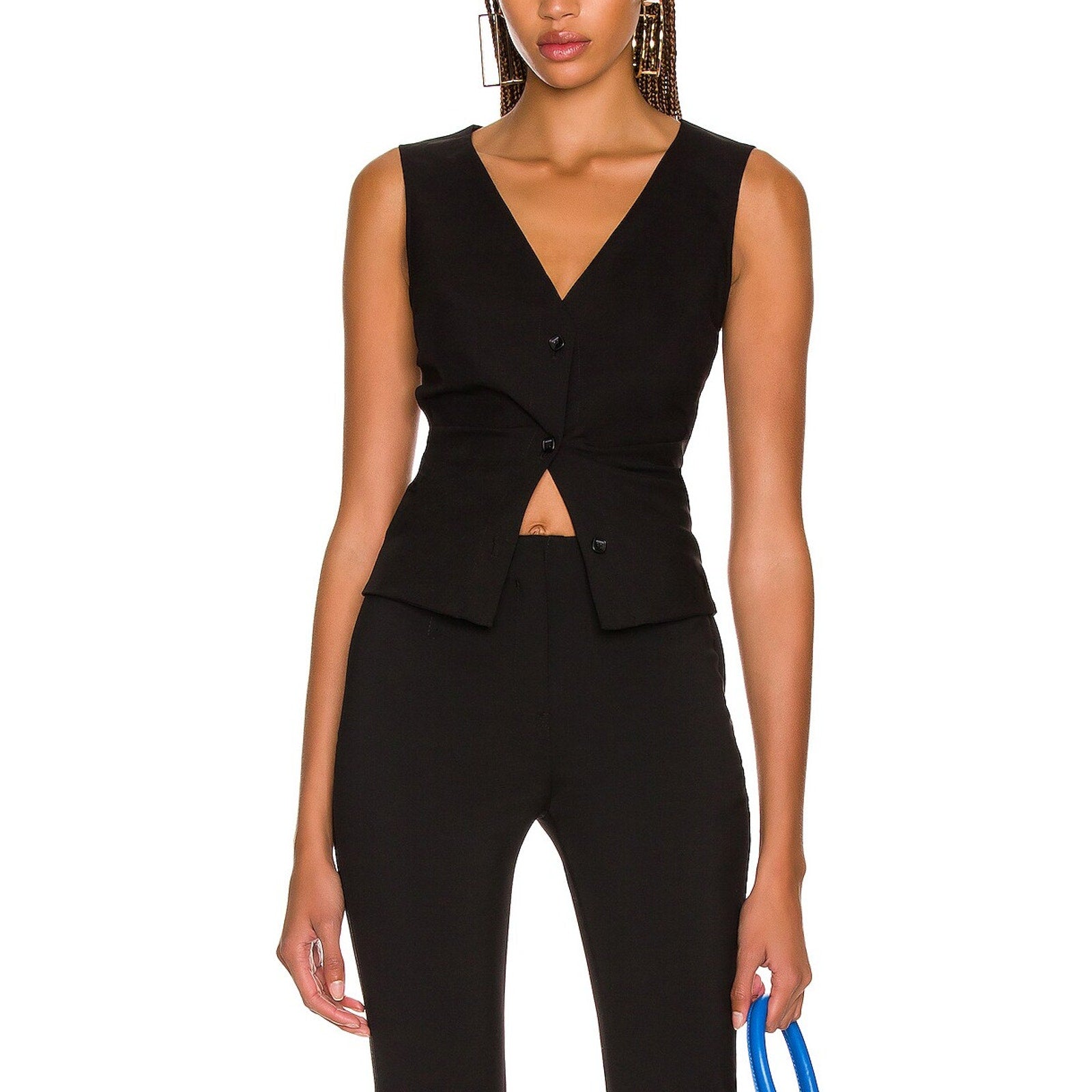 Jacquemus 'Le Gilet De Costume' Black Twill Top / Blouse Size 34