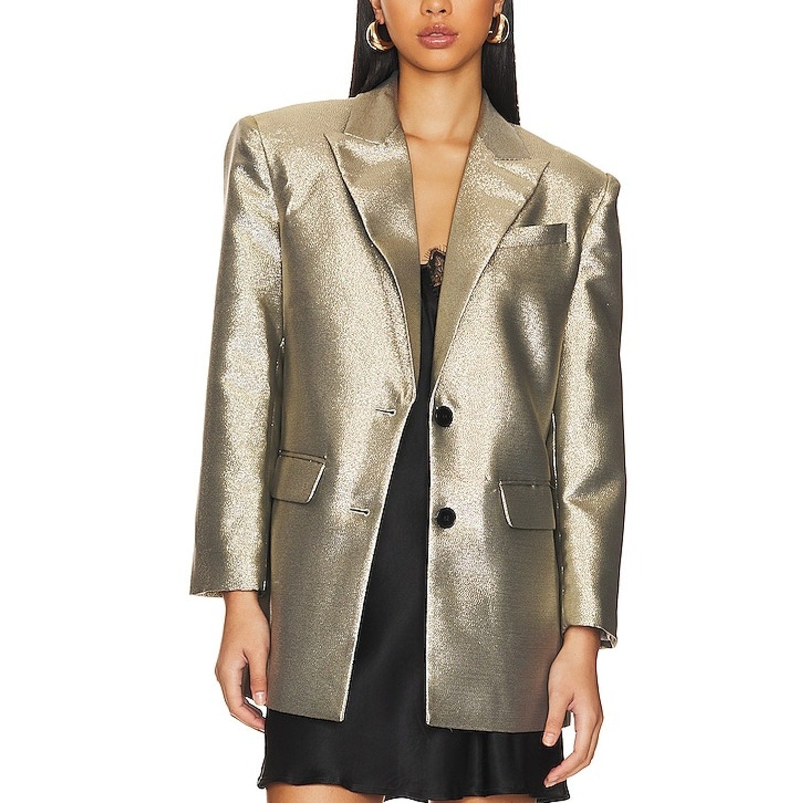 Ronny Kobo 'Morgan' Gold Polyester Blazer Size S