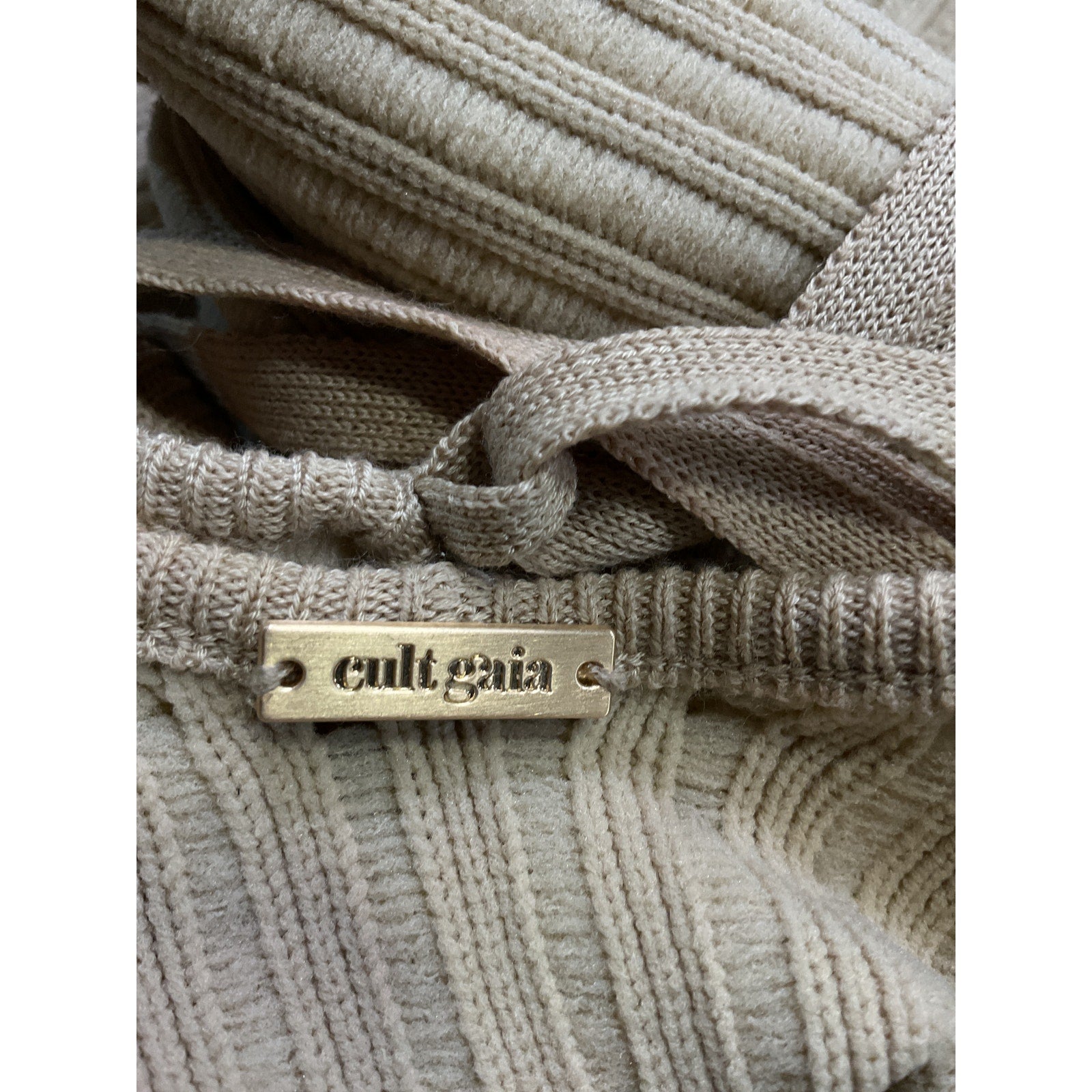 Cult Gaia 'Nodin' Tan Knit Coverup Dress Size M