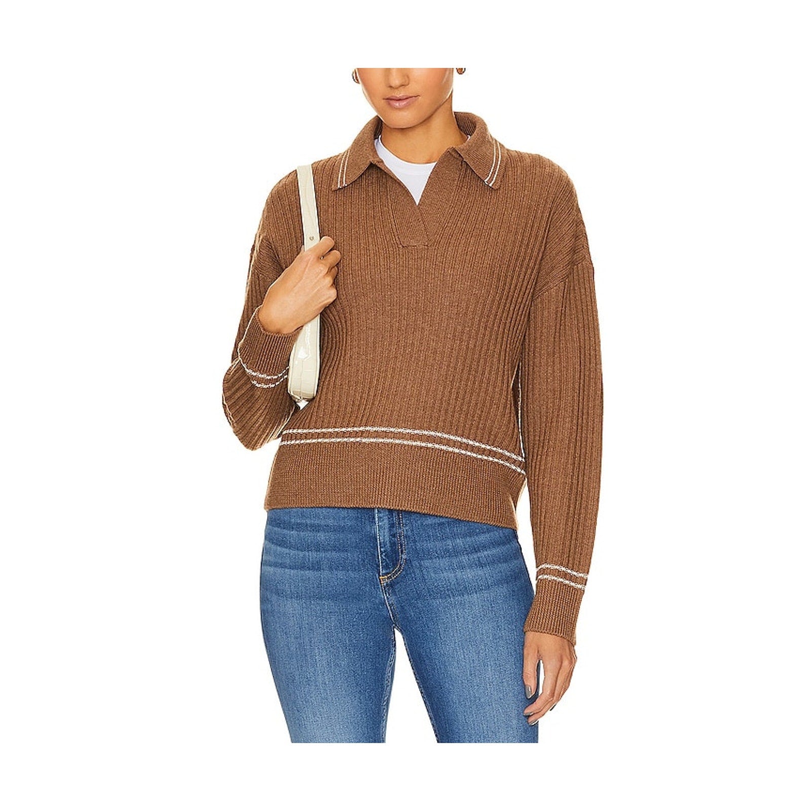 Rag & Bone 'Monti' Brown Stripe Polo Size S