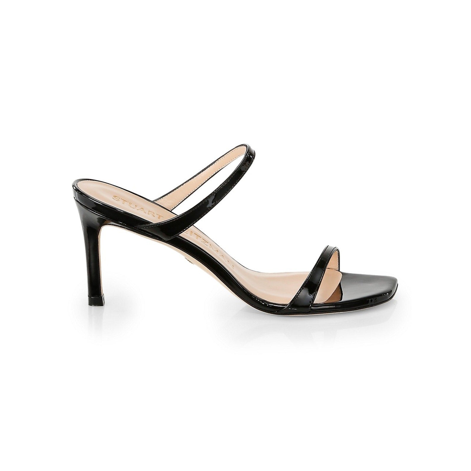 Stuart Weitzman 'Aleena' Black Patent Leather Mules Size 8