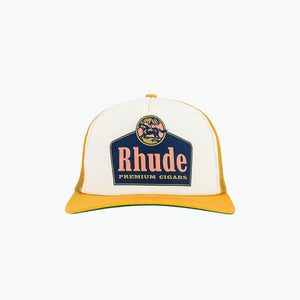 Rhude 'Cigars' Yellow & Ivory Trucker Hat Size OS