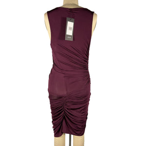 Atlein Sleek Maroon Cowlneck Ruched Mini Dress Size 36 FR / US 4 NWT