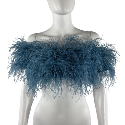 Cult Gaia Feathered River Blue Goetz Top Size S