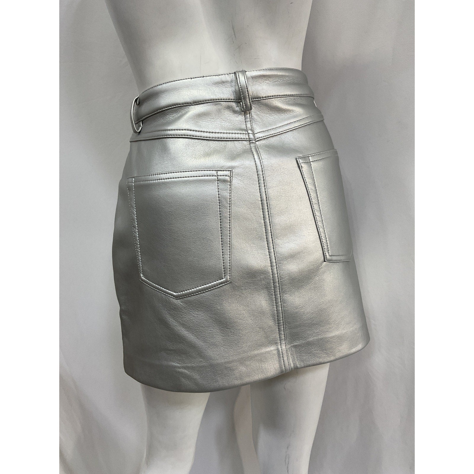 Apparis 'Gretchen' Silver Polyurethane Metallic Skirt Size M