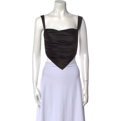 Miaou 'Square' Black Neckline Sleeveless Crop Top Size S