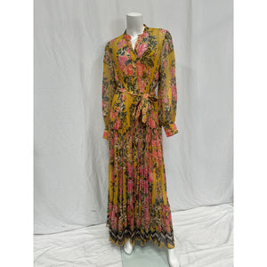 Hemant And Nandita 'Nova' Yellow Viscose Tiered Maxi Dress Size S