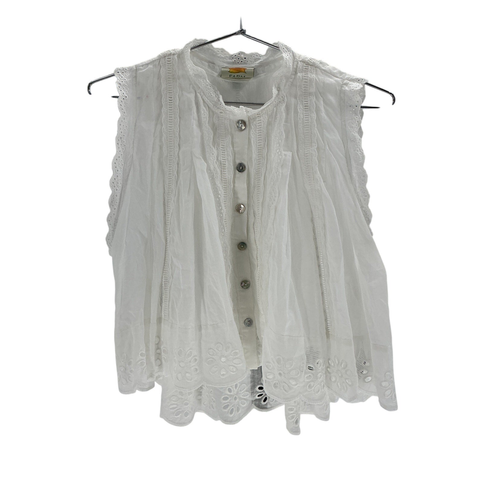 Farm Rio White Cotton Sleeveless Blouse Size XS