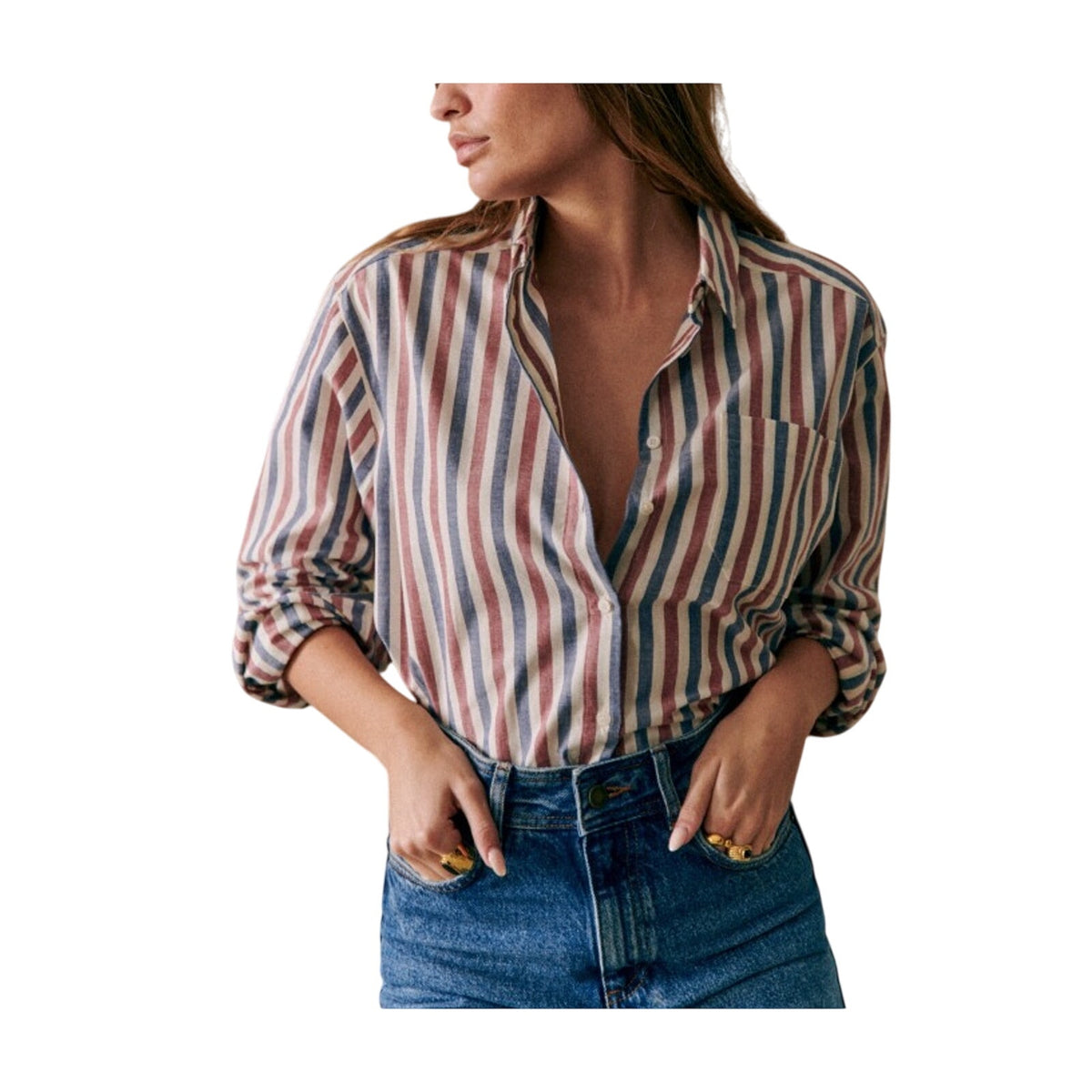 Sézane 'Max' Blue Cotton Shirt Size 34