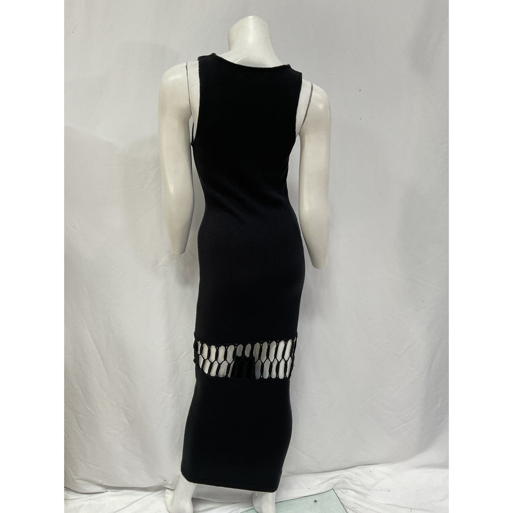 Michael Costello x Revolve 'Nicola' Black Cut Out Crochet Maxi Dress Size S