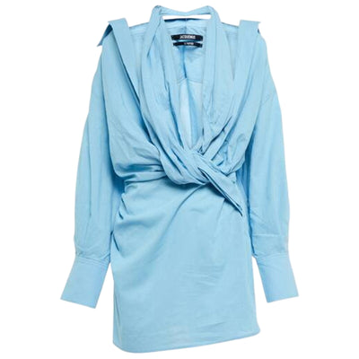 Jacquemus Draped Blue La Robe Agui Dress Size 40 FR / US 8