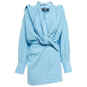 Jacquemus Draped Blue La Robe Agui Dress Size 40 FR / US 8