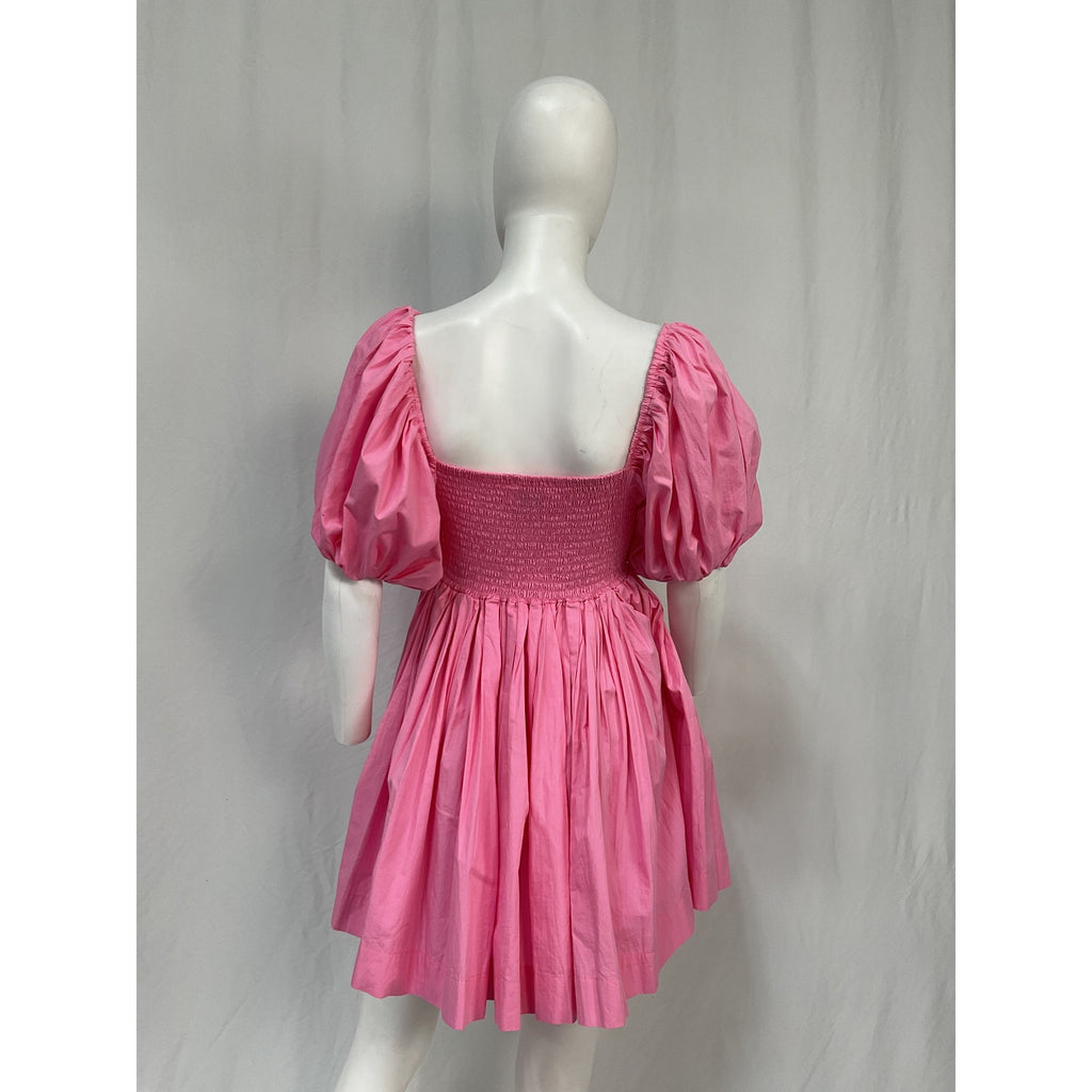 Swf Puff Sleeve Pink Cotton Dress Size S