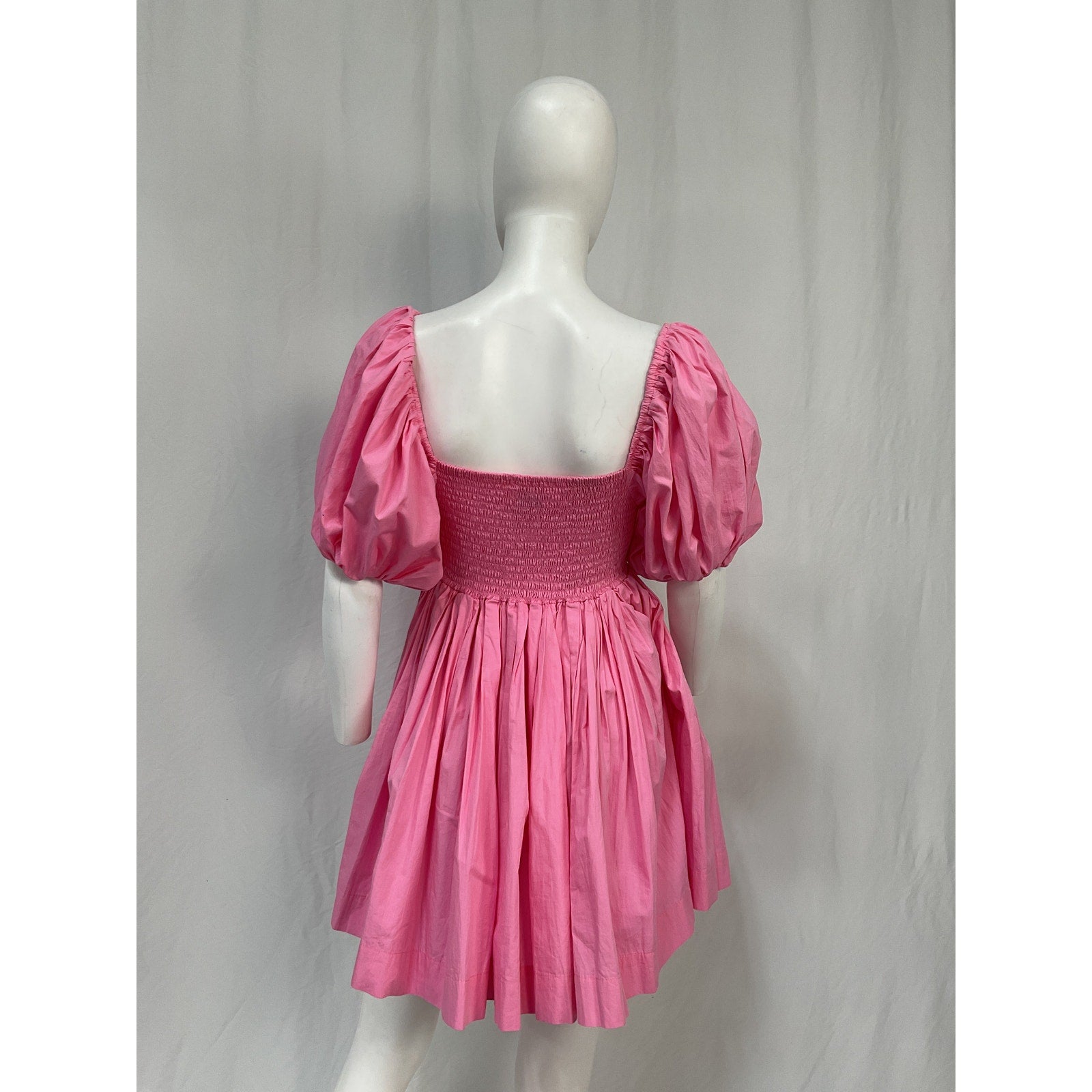 Swf Puff Sleeve Pink Cotton Dress Size S
