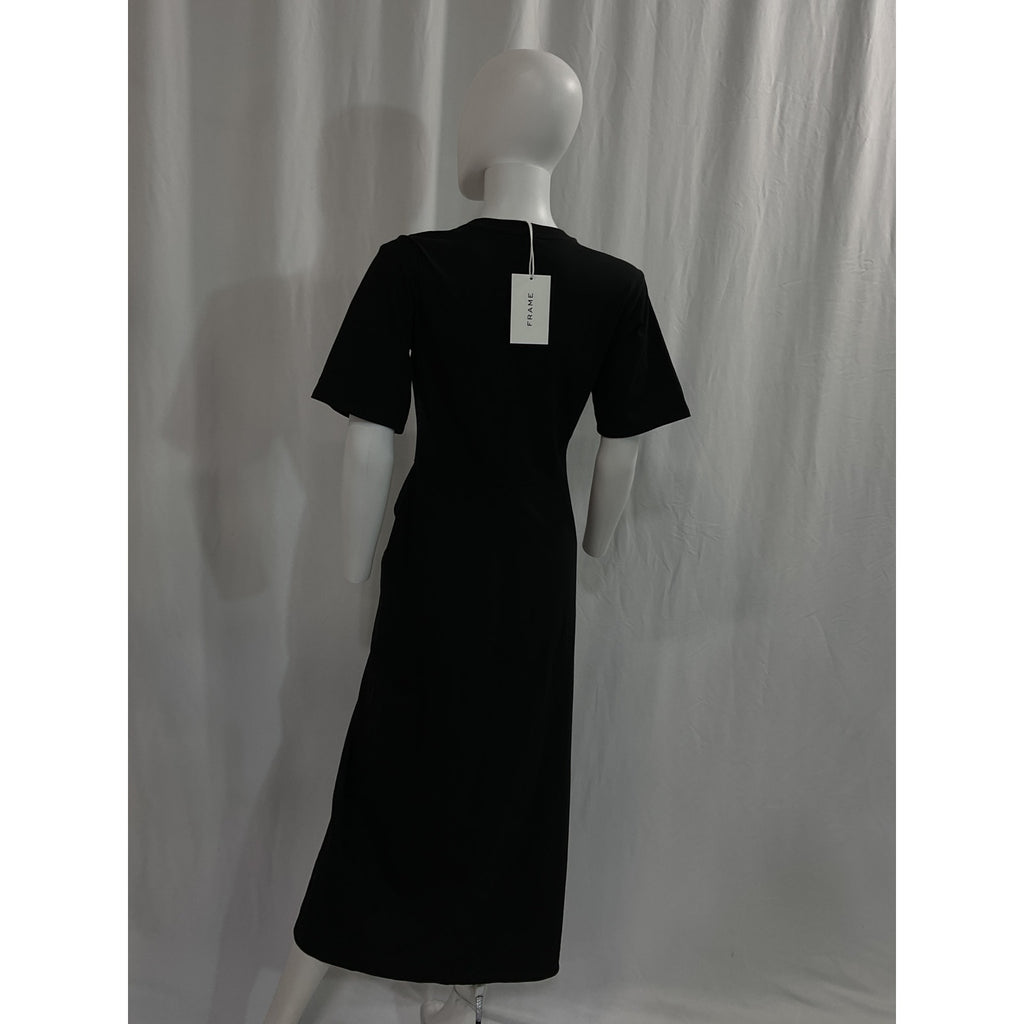 Frame 'Ruched' Black Front Tie Dress Size S - NWT