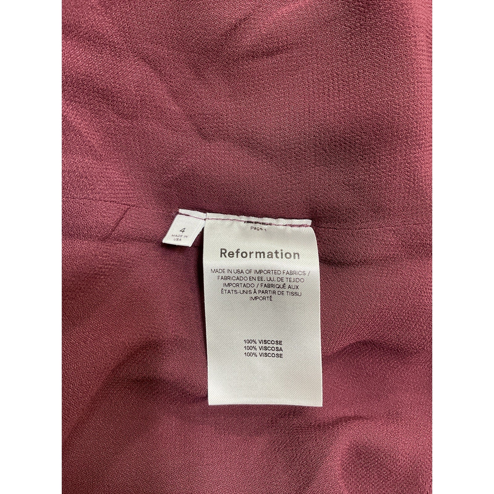 Reformation 'Reeds' Purple Viscose Dress Size 4