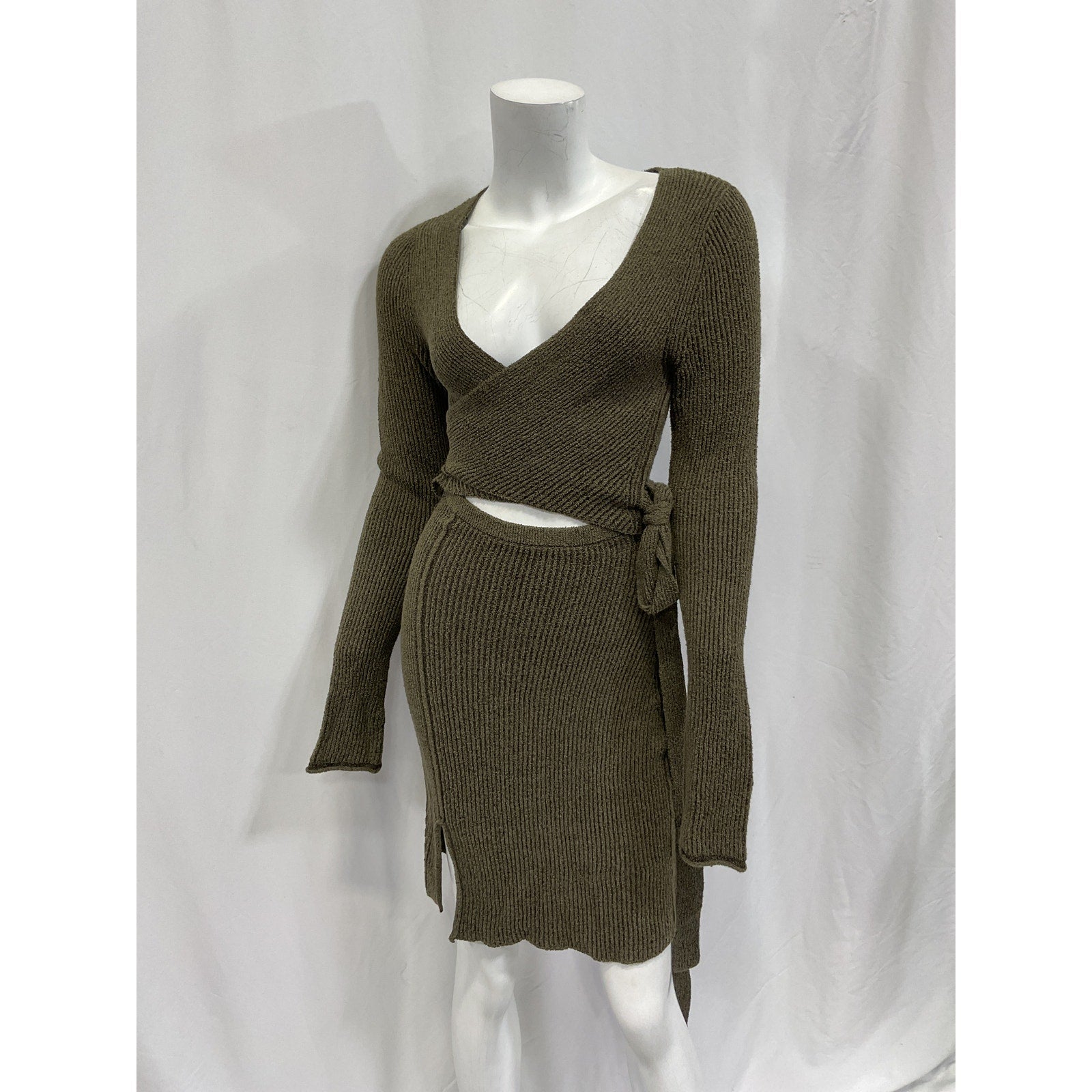 Acne Studios Long Sleeve 'Belted' Green Terry Cloth Dress Size S - NWT