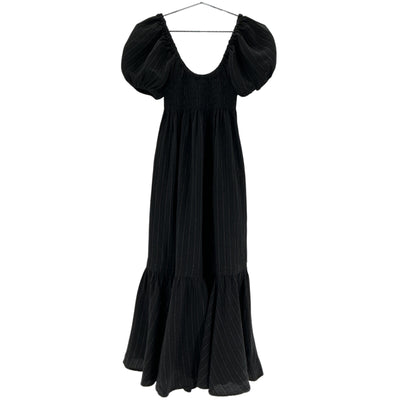 La Ligne Smocked Black Amy Midi Dress Size S