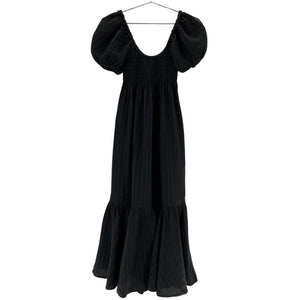 La Ligne Smocked Black Amy Midi Dress Size S