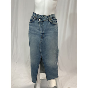 Reformation 'Nila' Blue Long Denim Skirt Size 29