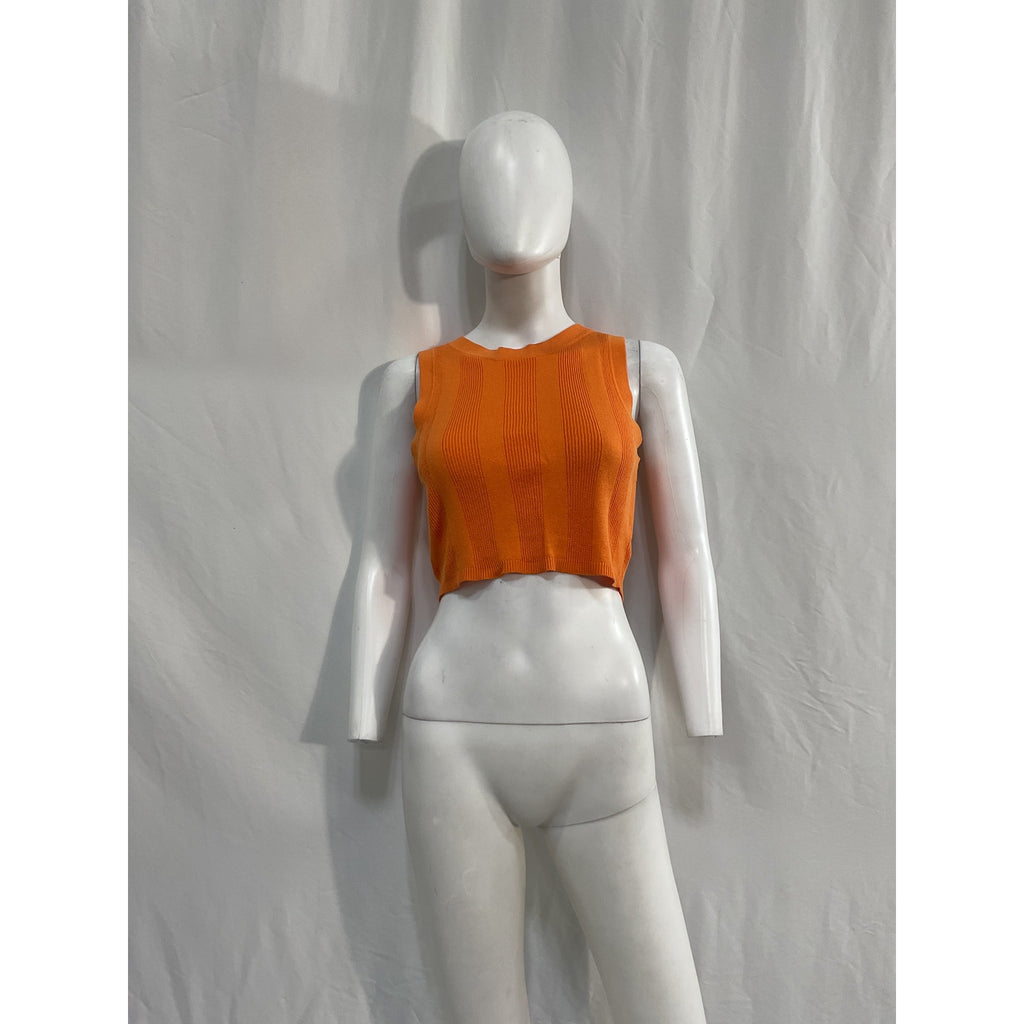 Solid & Striped Orange The Cropped Carson Rib Knit Tank Top Size M