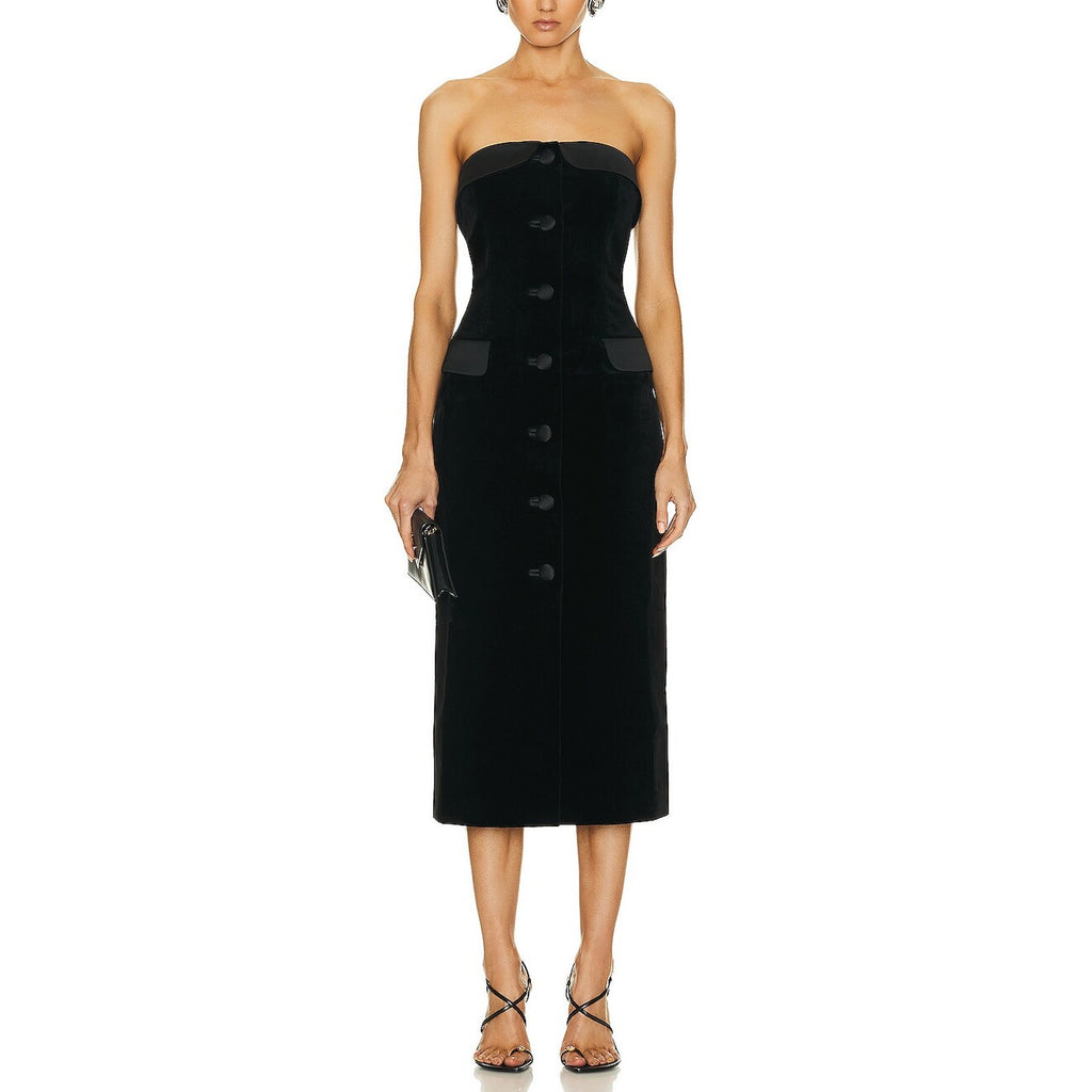 Marianna Senchina 'Diana' Black Cotton Midi Jacket Dress Size XS