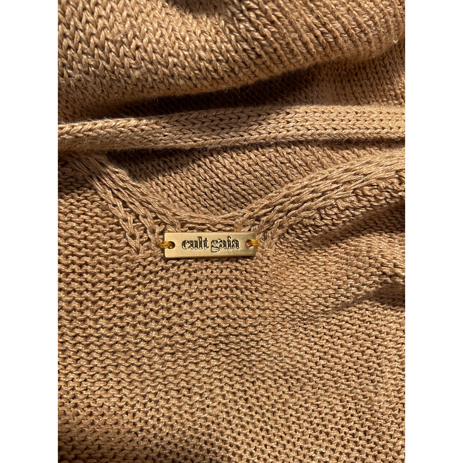 Cult Gaia 'Kingsley' Brown Linen-Blend Knit Maxi Dress Size XS