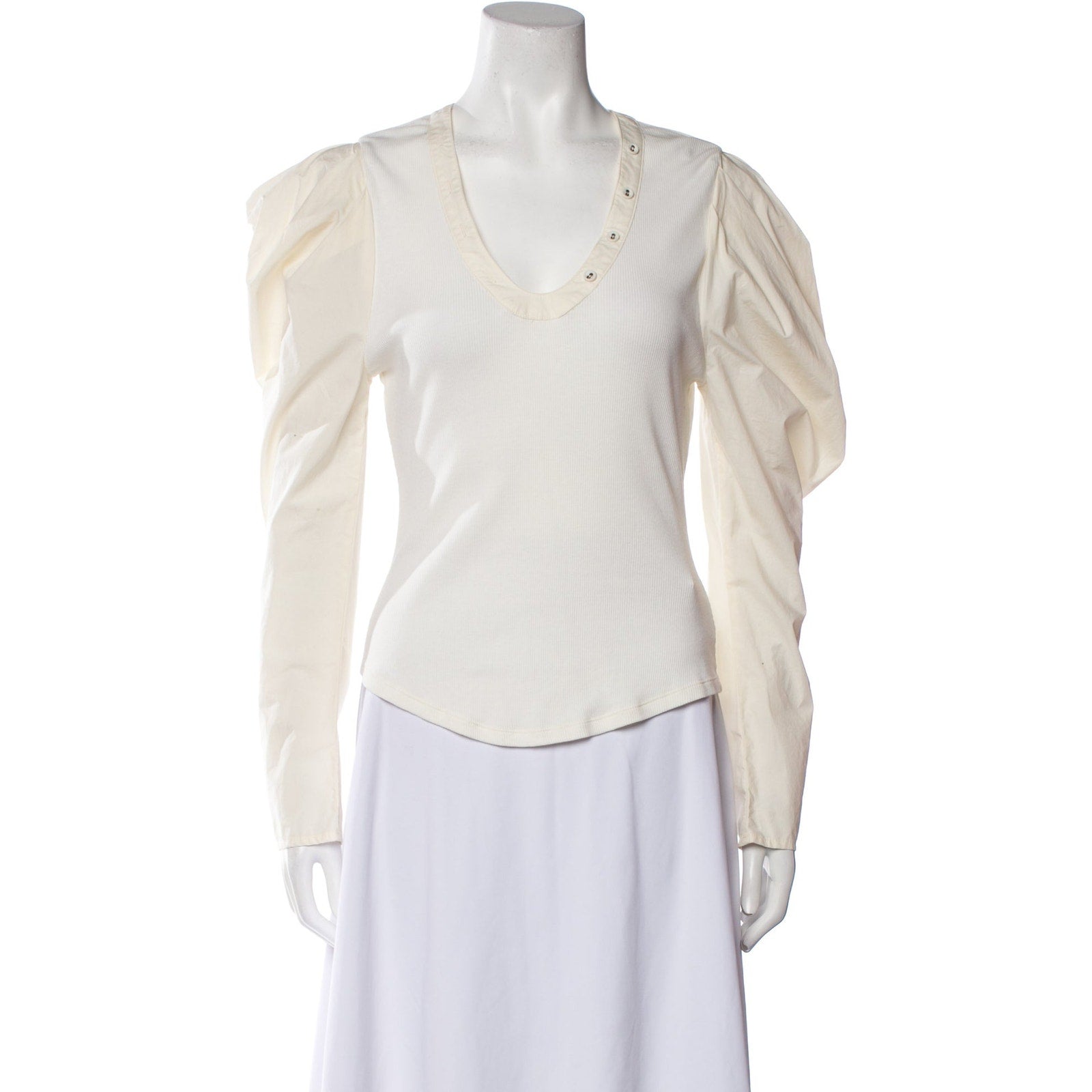 Ulla Johnson V-Neck White Long Sleeve V Neck Blouse Size M