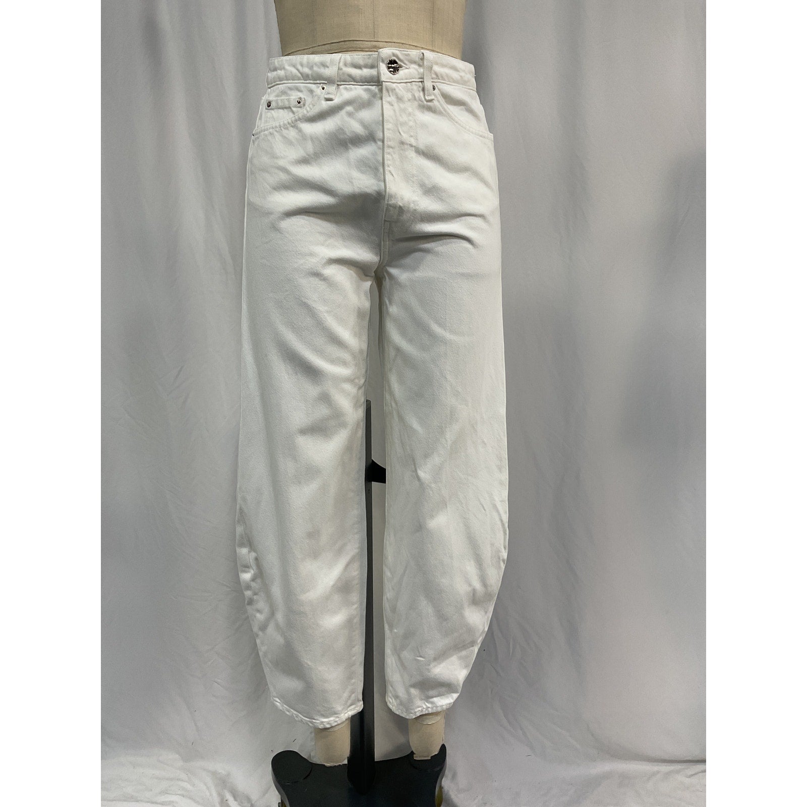 Toteme + Net Sustain Barrel White Cotton High-Rise Straight-Leg Organic Jeans Size 26