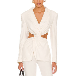 L'Academie 'Emmy' White Viscose Blazer Size L