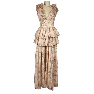 V. Chapman Romantic Peach Tapestry Maile Gown Size 2 NWT