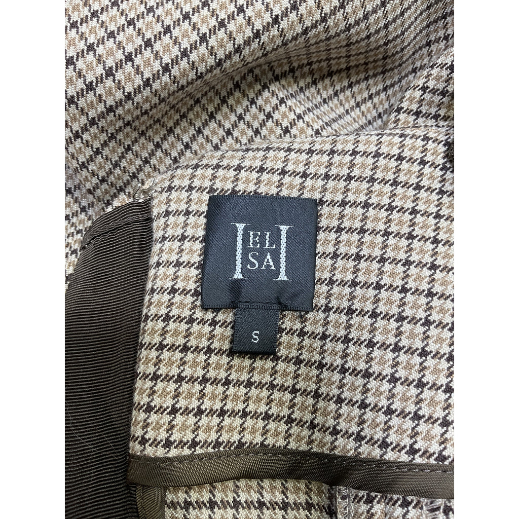 Helsa 'Plaid' Brown Polyester Mini Suit Dress Size S
