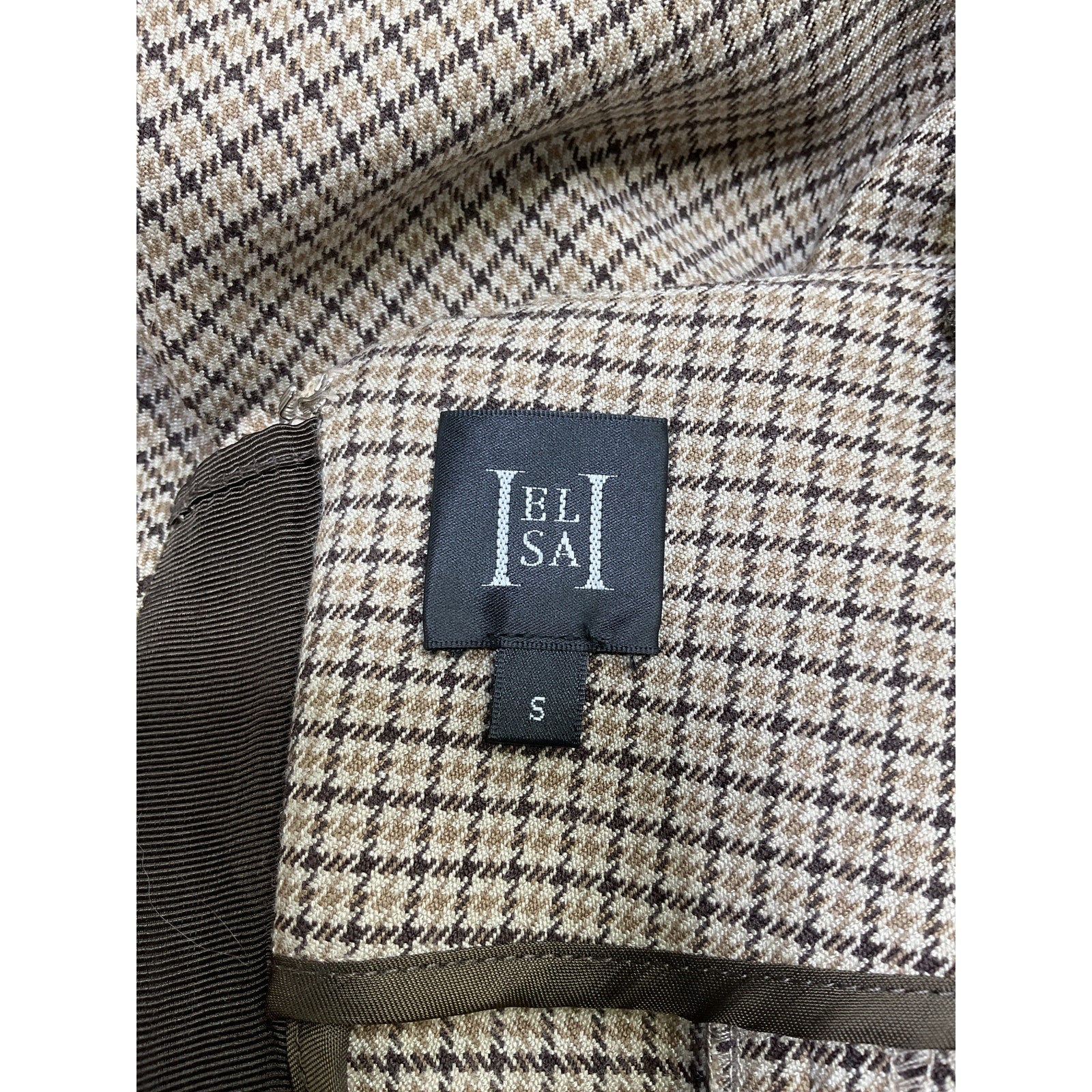 Helsa 'Plaid' Brown Polyester Mini Suit Dress Size S