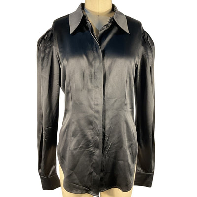 Retrofête Satin Black Sutton Blouse Size S