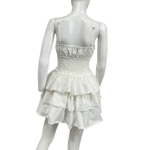 Michael Costello Ruffled White Ayah Mini Dress Size M